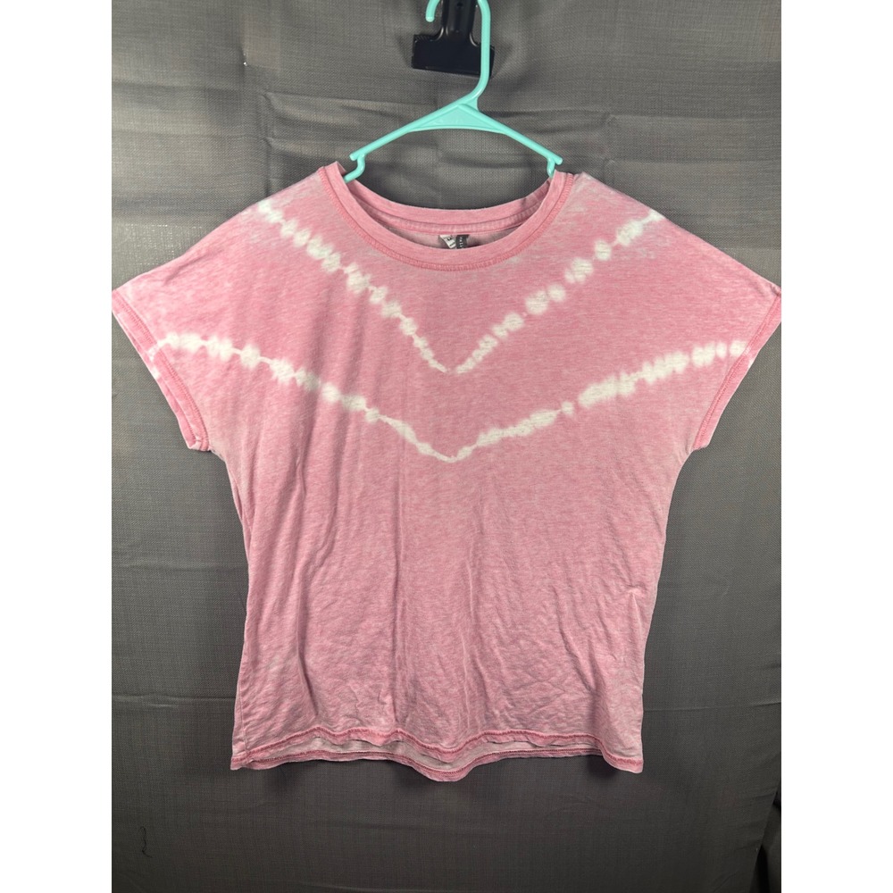 Jaclyn Intimate Womens Pink Acid Wash Tie Dye Chevron Sleep Shirt Medium